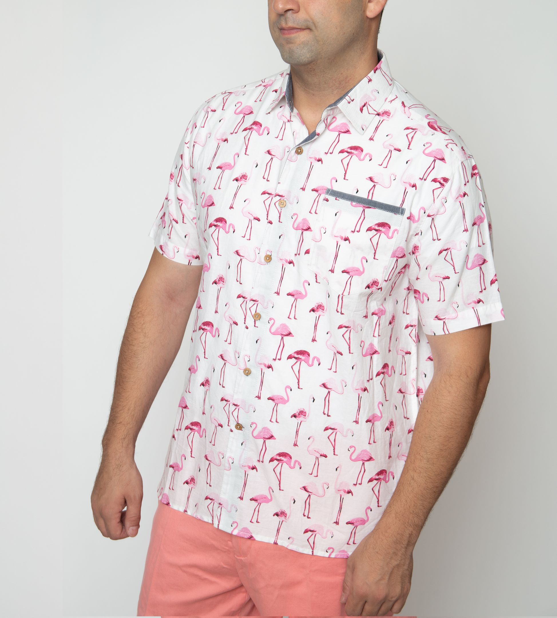 Flamingos White High Quality Hawaiian Shirt