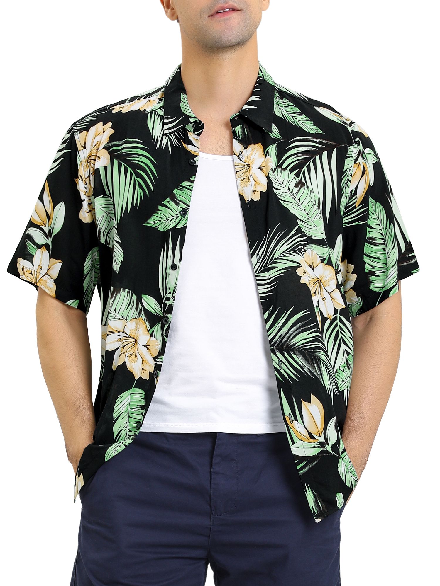 Floral Black Design Hawaiian Shirt