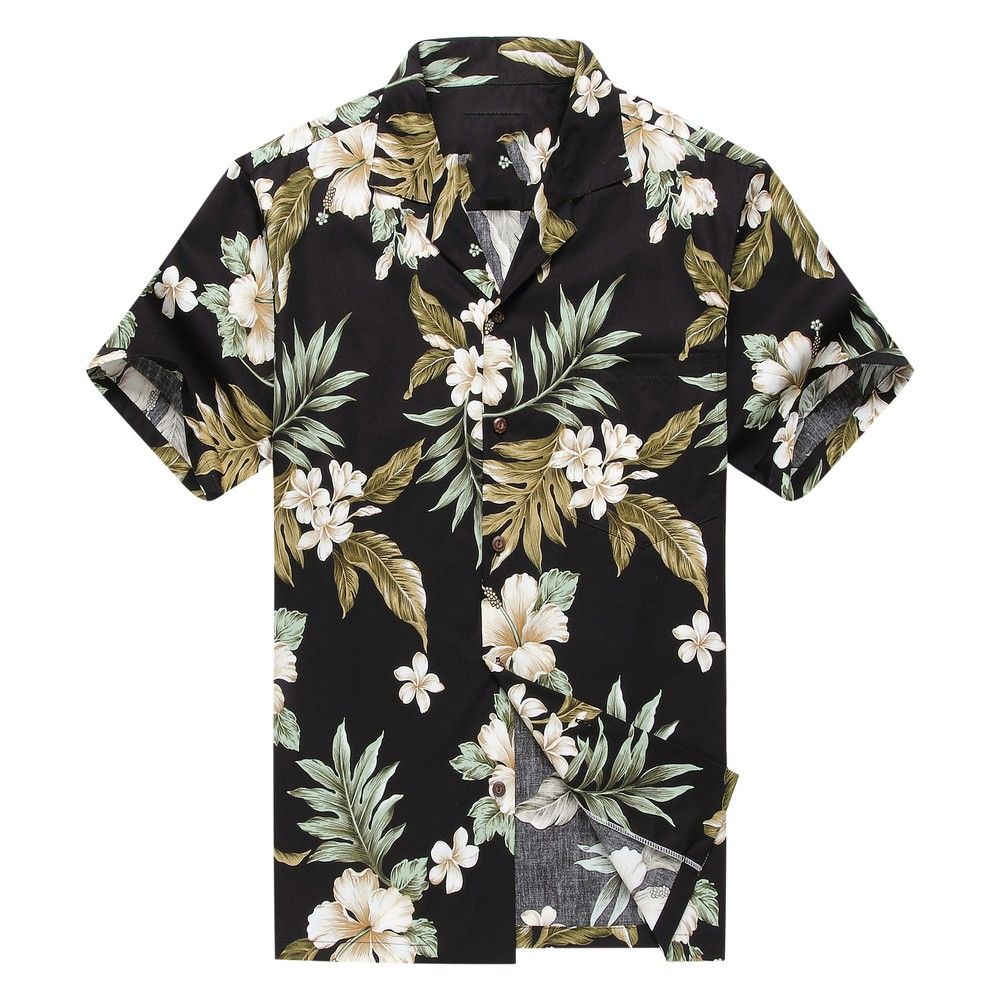 Floral Leaf Black Nice Design Hawaiian Shirt