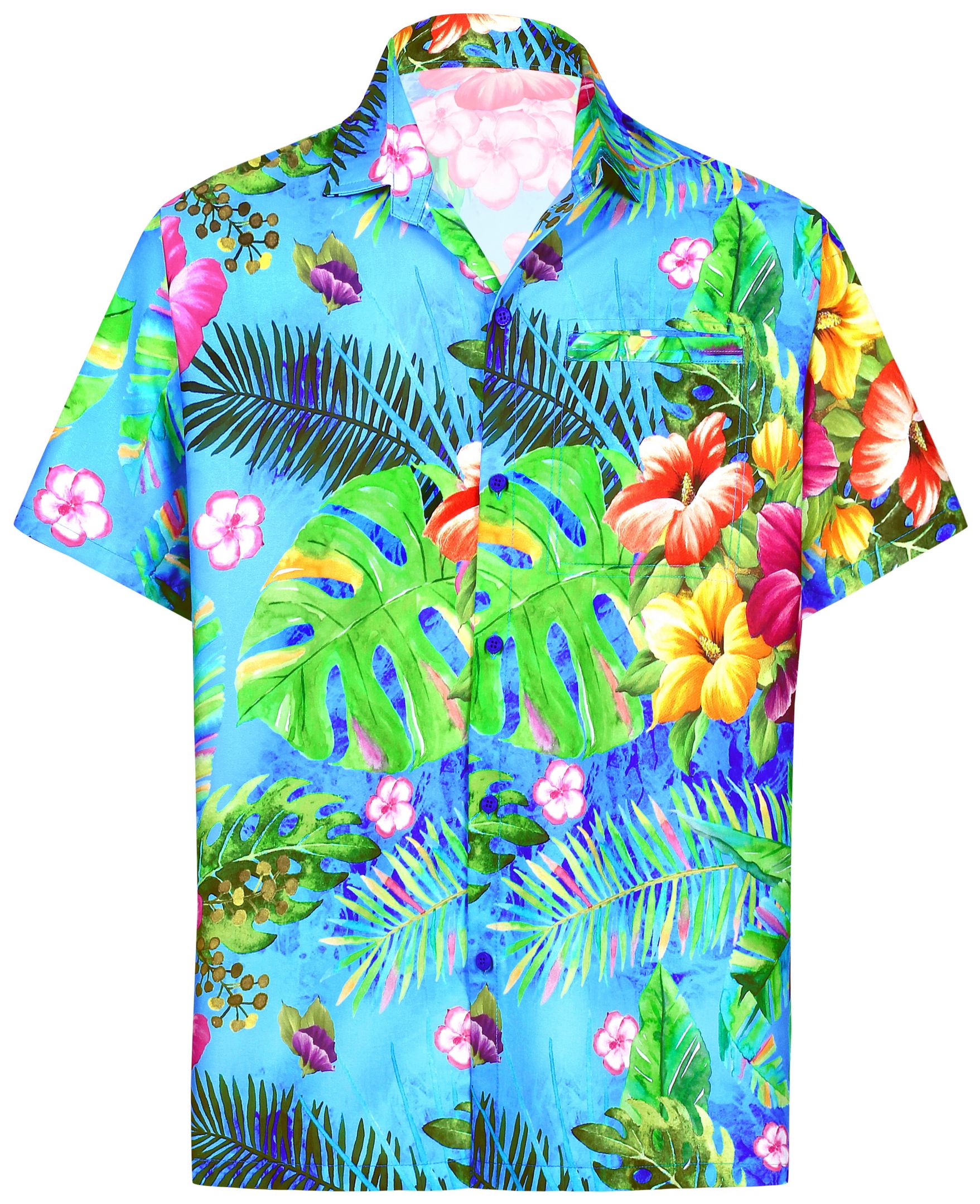 Floral Leaf Blue High Quality Hawaiian Shirt