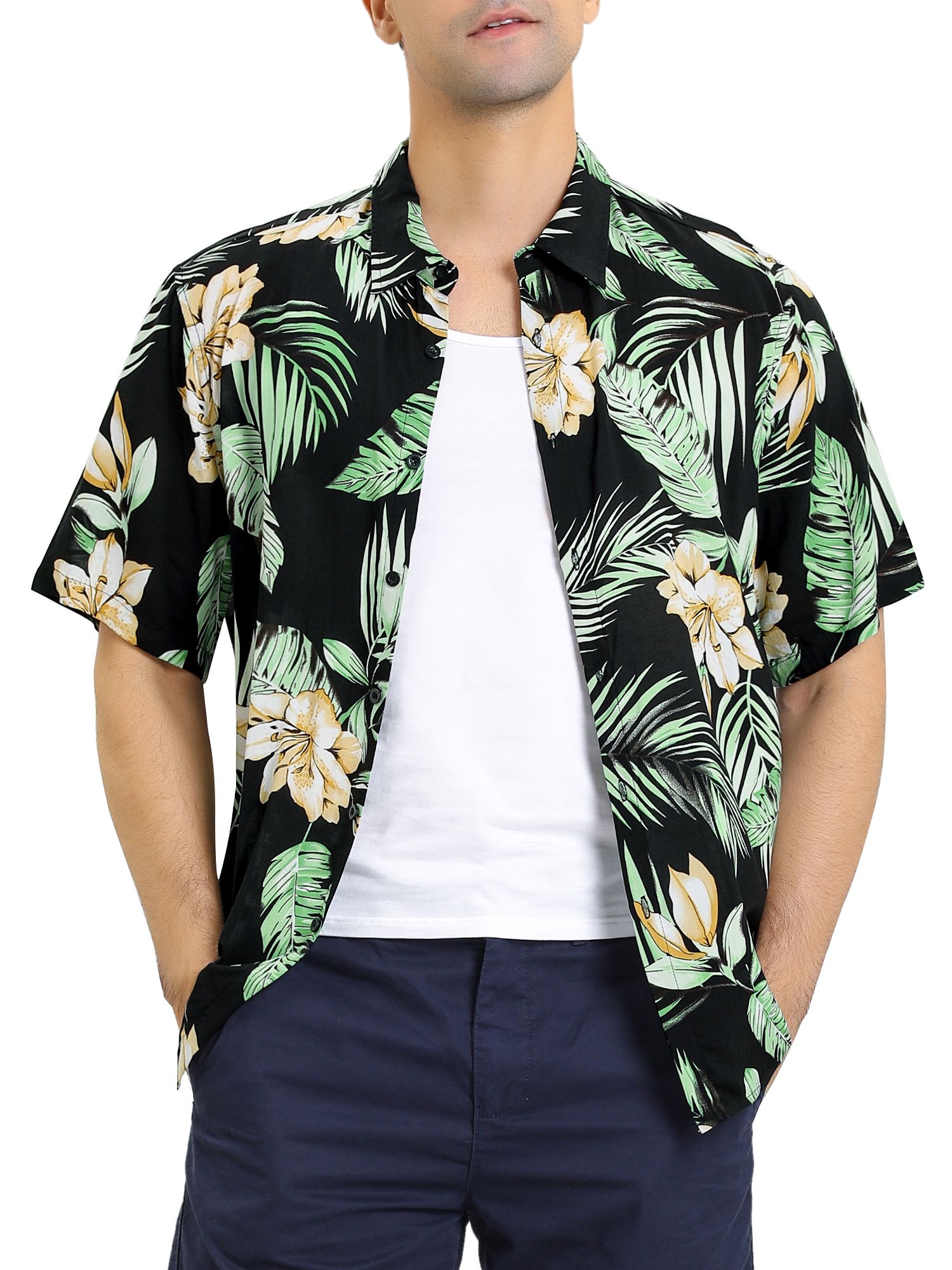 Flower Black Nice Design Hawaiian Shirt