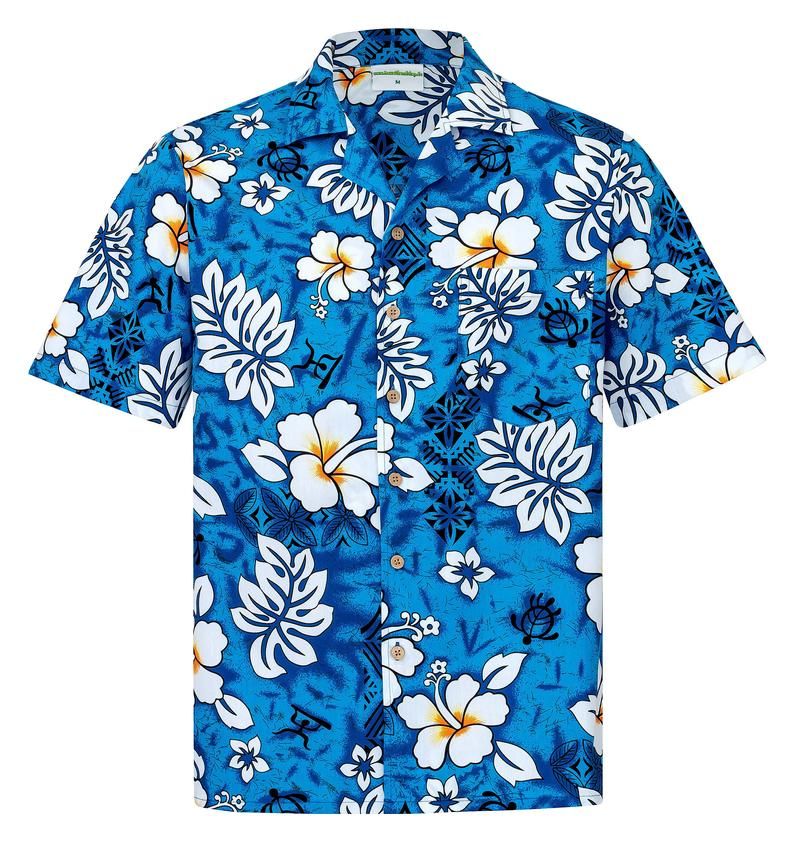 Flowers Blue Design Hawaiian Shirt