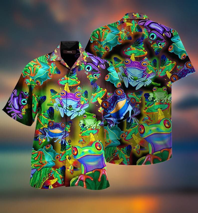 Frogs And Mushrooms Multicolor Best Design Hawaiian Shirt