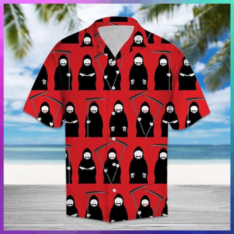 Grim Reaper Red Black Unique Design Hawaiian Shirt