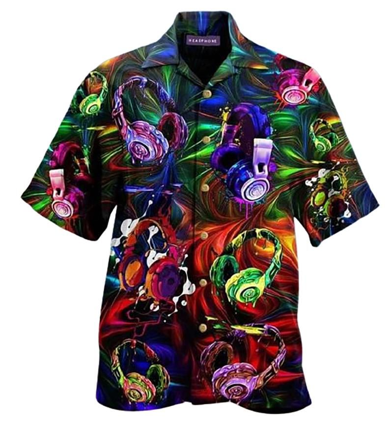 Headphones Neon Multicolor Unique Design Hawaiian Shirt