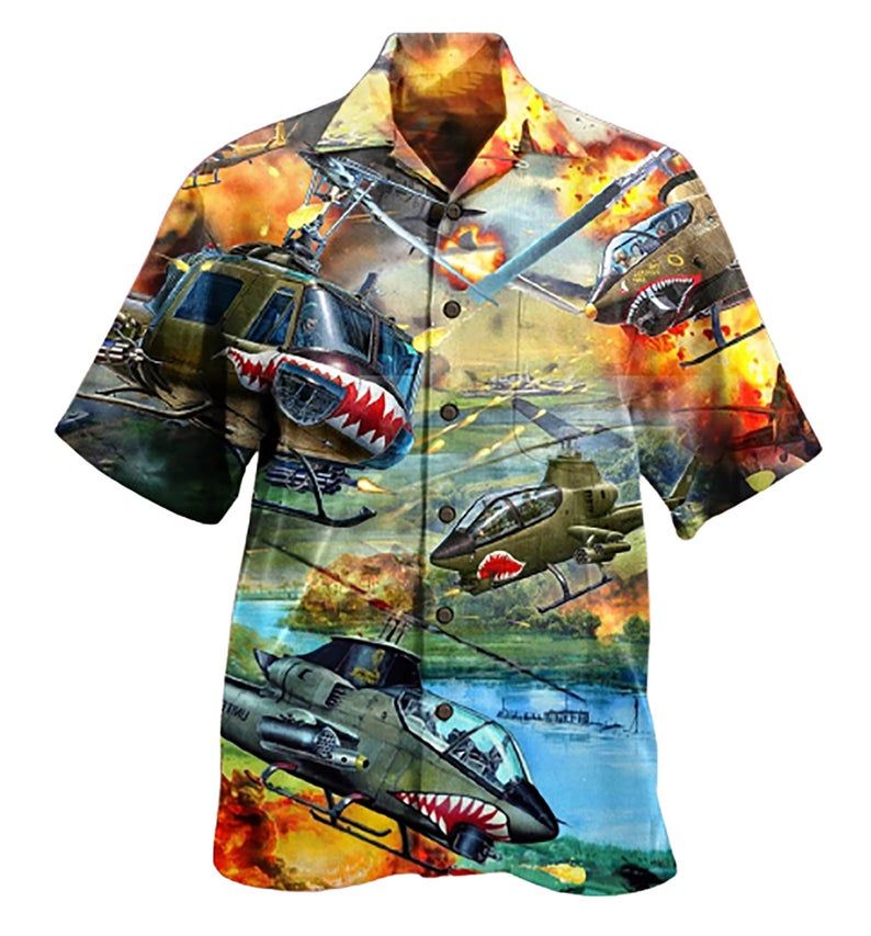 Helicopter Multicolor Nice Design Hawaiian Shirt