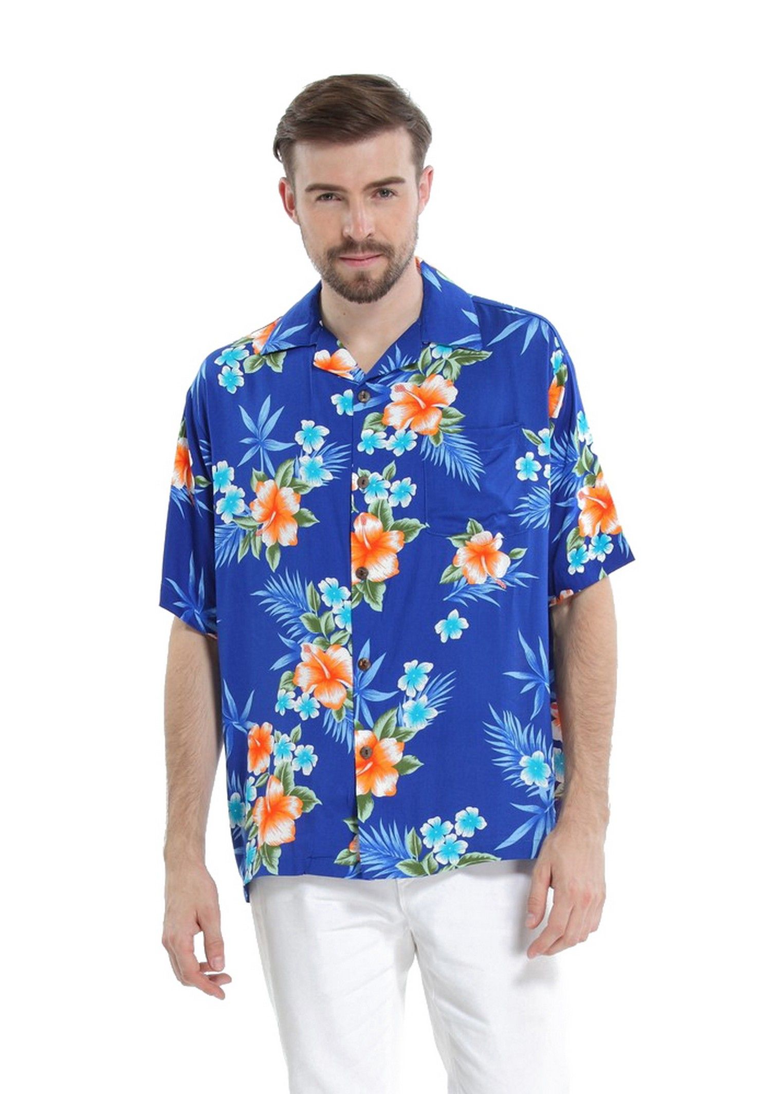 Hibiscus Blue High Quality Hawaiian Shirt