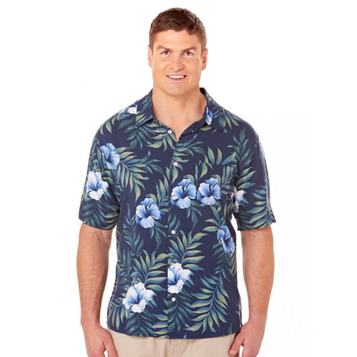 Hibiscus Blue Unique Design Hawaiian Shirts