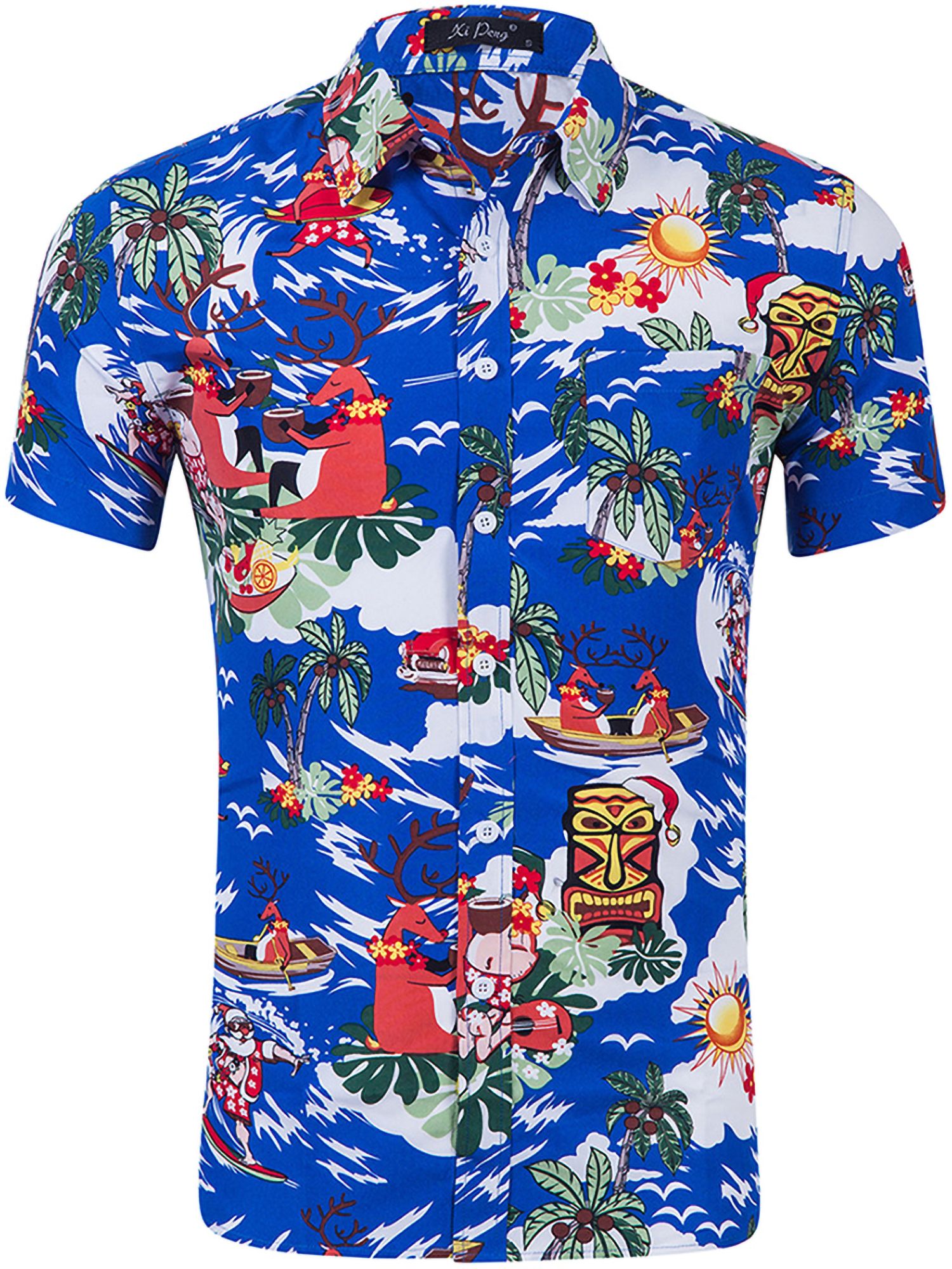 Hibiscus Floral Blue High Quality Hawaiian Shirt