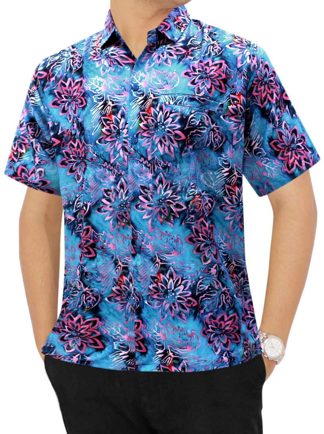 Hibiscus Floral Blue Nice Design Hawaiian Shirt