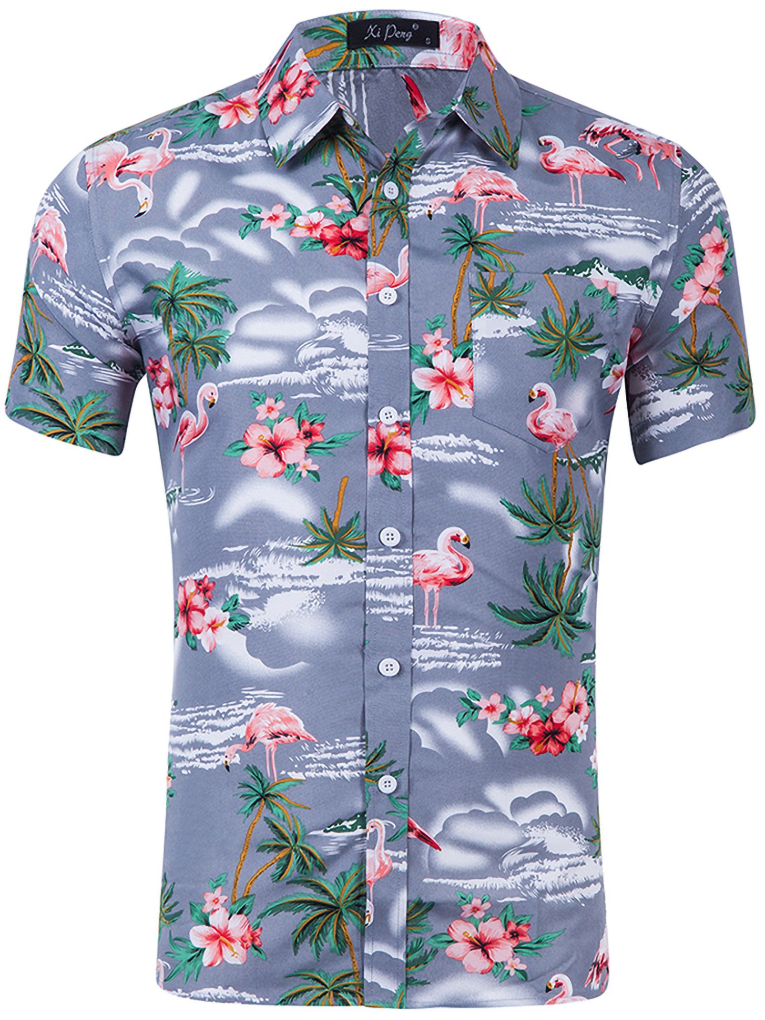 Hibiscus Floral Gray Nice Design Hawaiian Shirt