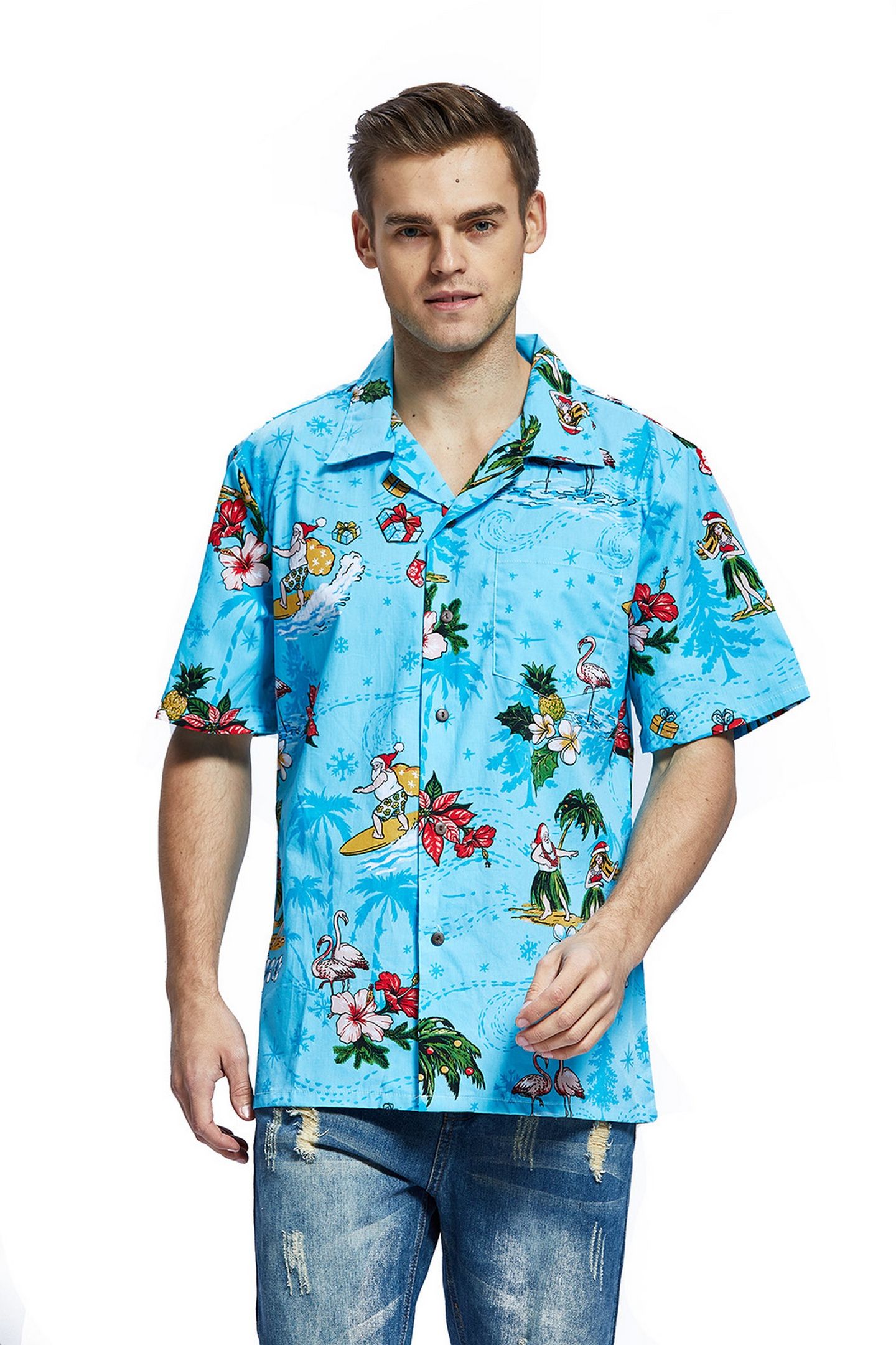 Holiday Blue Unique Design Hawaiian Shirt