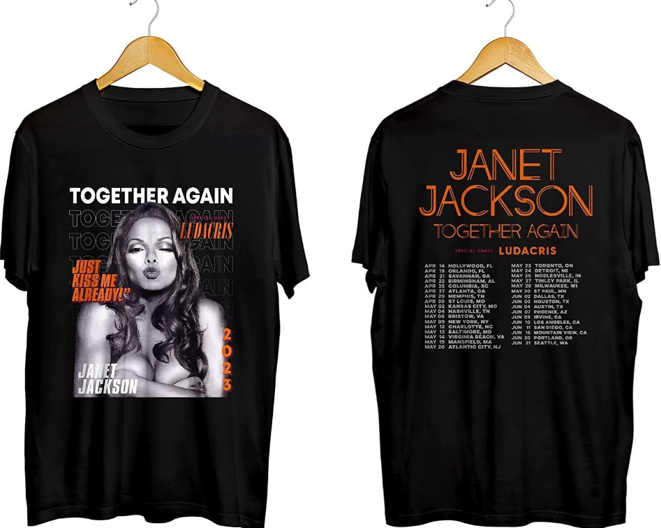 Janet Jackson Together Again Tour 2023 Black T-Shirt