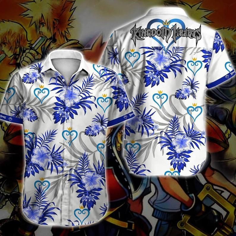 Kingdom Hearts White Blue Nice Design Hawaiian Shirt