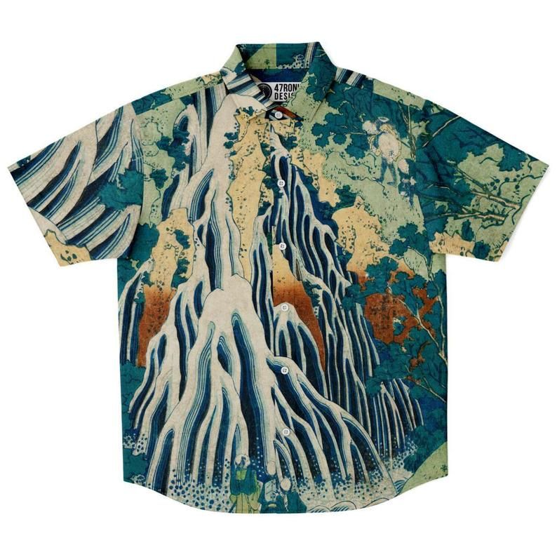 Kirifuri Waterfall By Hokusai Multicolor Amazing Design Hawaiian Shirt