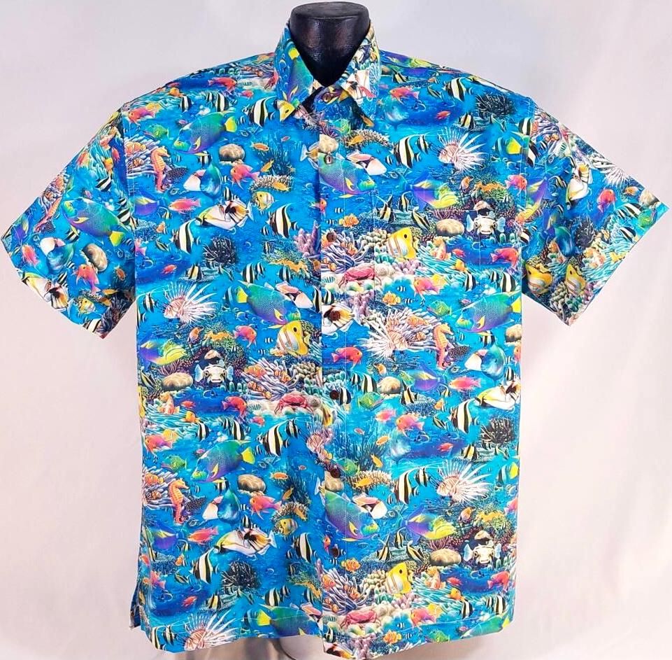 Koi Blue High Quality Hawaiian Shirt