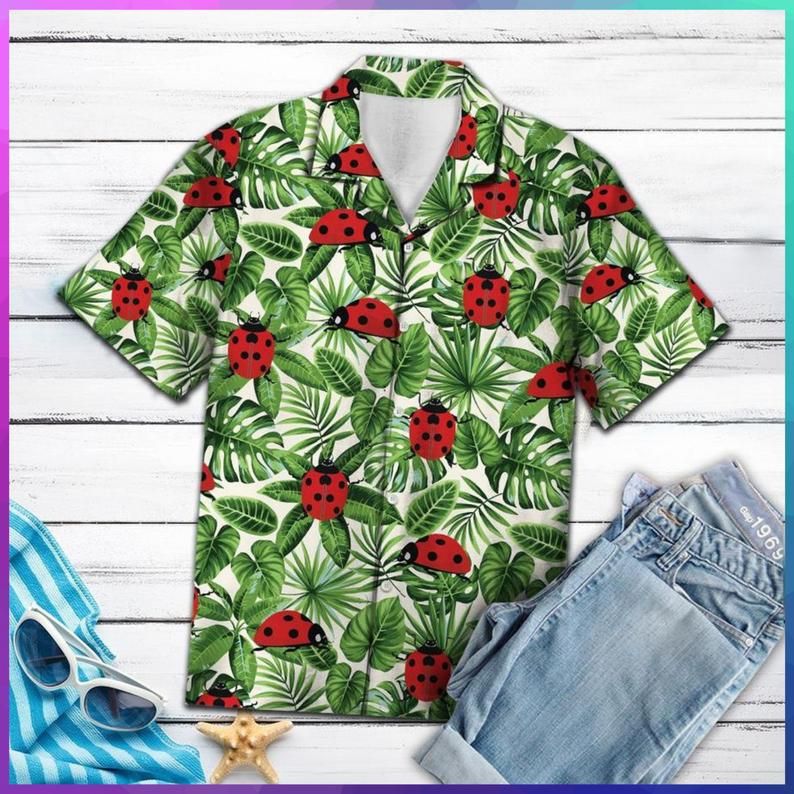 Ladybug Green Red Amazing Design Hawaiian Shirt