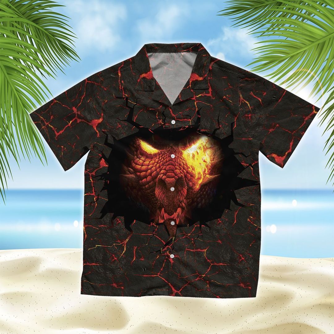 Lava Dragon Black Amazing Design Hawaiian Shirt