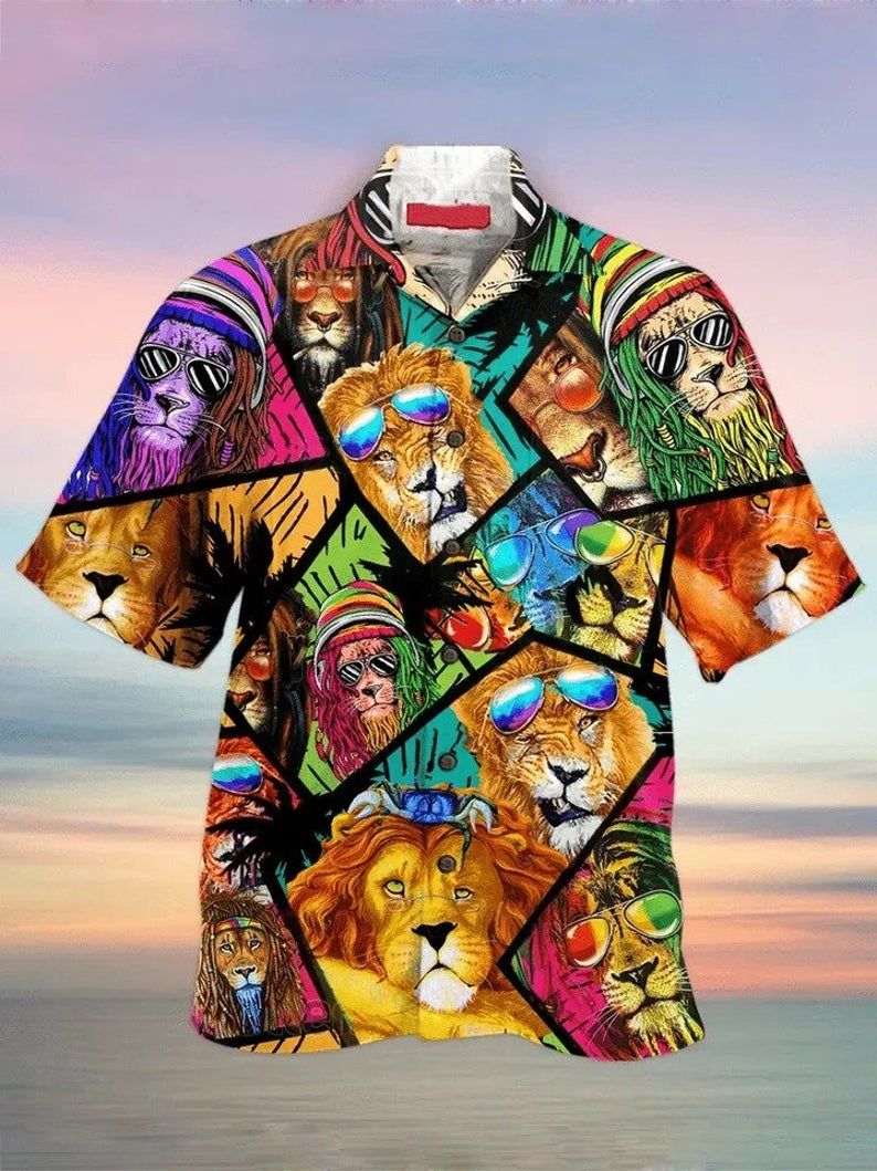 Lion Multicolor Nice Design Hawaiian Shirt
