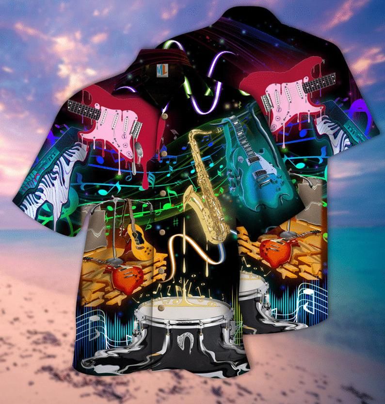 Melting Musical Instruments Multicolor Nice Design Hawaiian Shirt