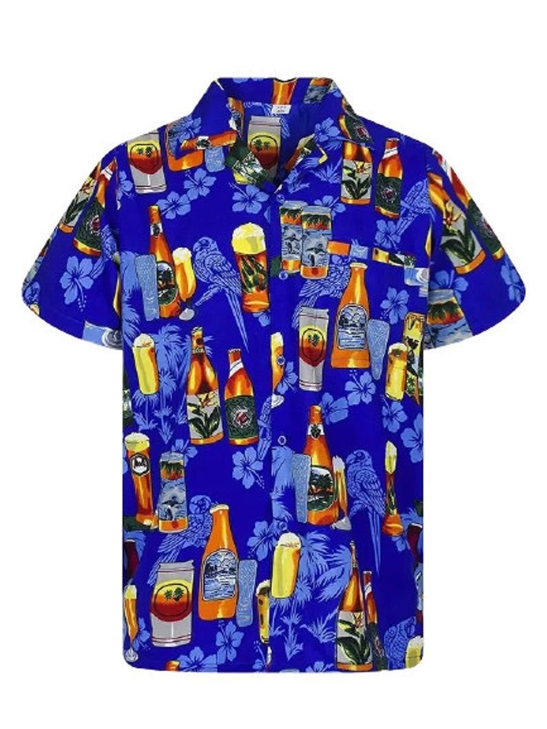 Men_S Coconut Tree And Beer Multicolor Best Design Hawaiian Shirt