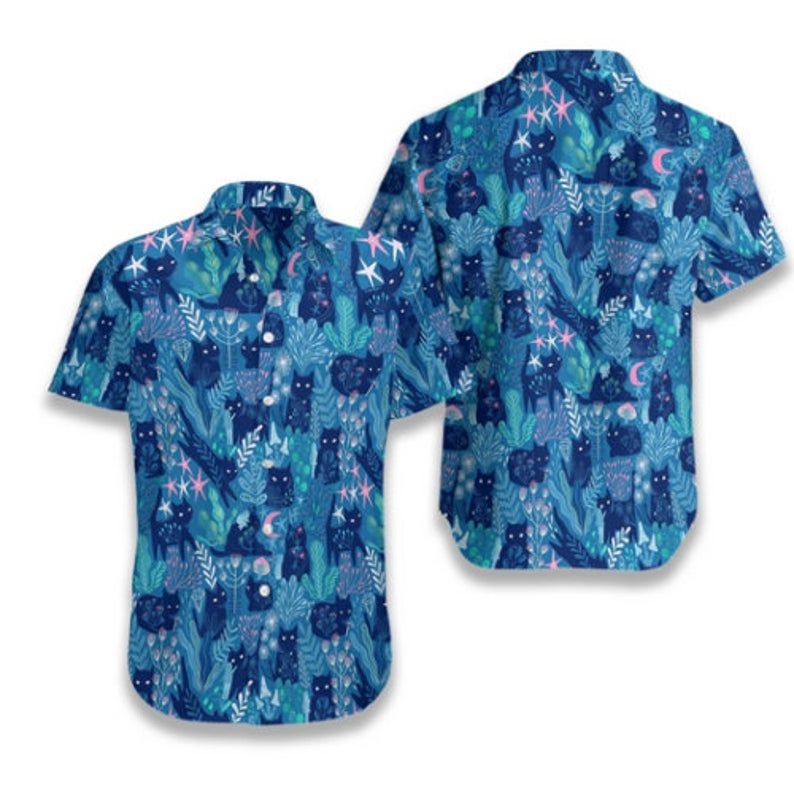 Meowgical Blue Amazing Design Hawaiian Shirt