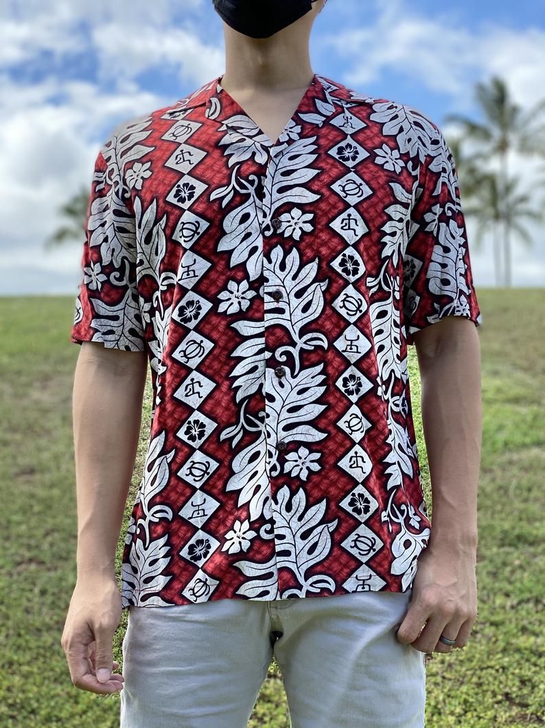 Monstera Fern Red Unique Design Hawaiian Shirt