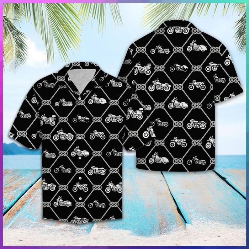 Motorbike Black White Unique Design Hawaiian Shirt