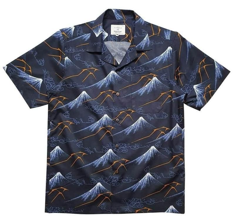 Mountain Navy Blue Unique Design Hawaiian Shirt