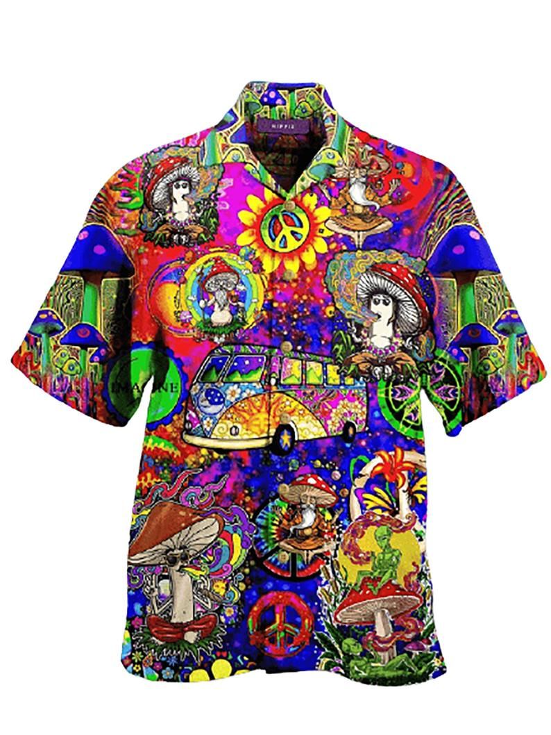 Mushroom Hippie Multicolor Nice Design Hawaiian Shirt