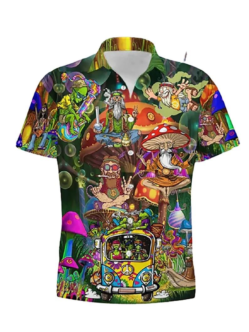 Mushroom Hippie Multicolor Unique Design Hawaiian Shirt