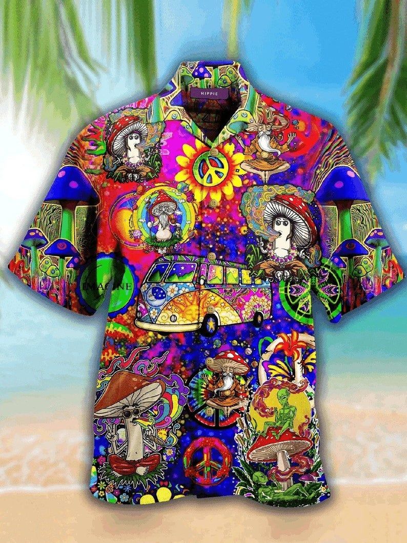 Mushroom Hippie Multicolor Unique Design Hawaiian Shirts