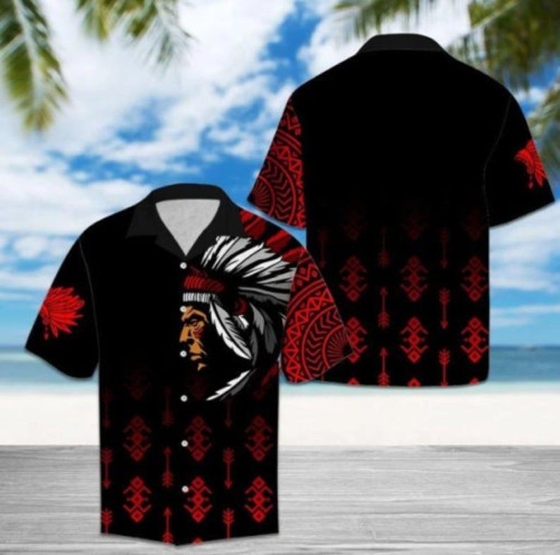 Native American Black Red Best Design Hawaiian Shirt