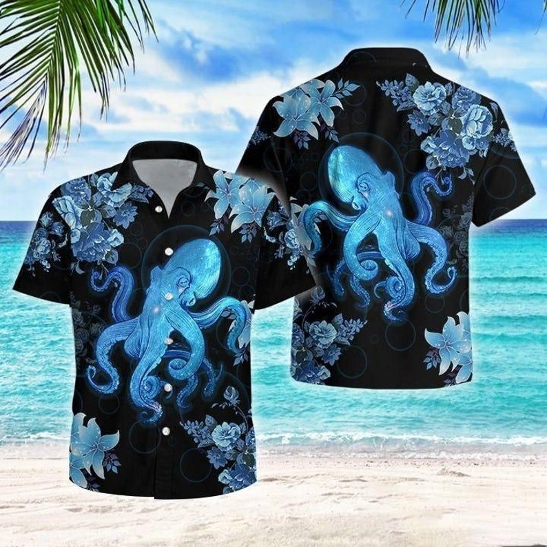 Octopus Black Blue Best Design Hawaiian Shirt