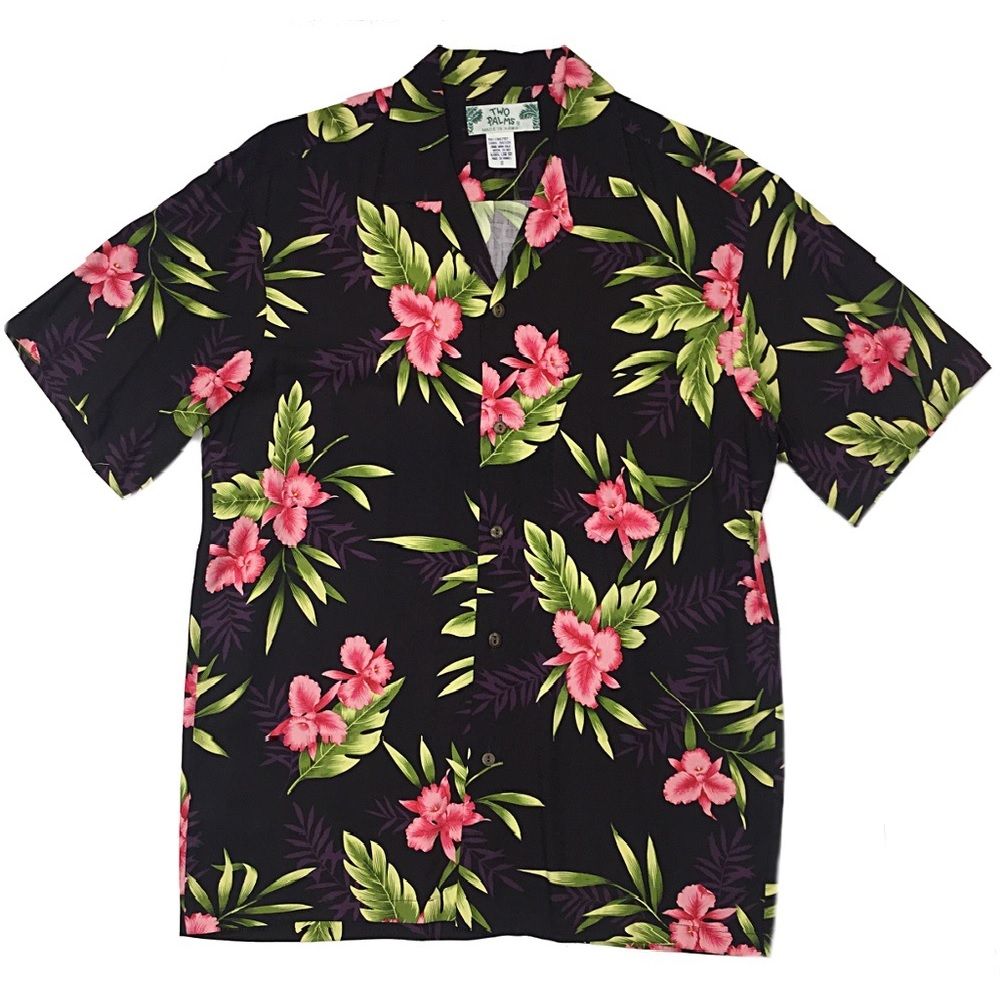Orchid Fern Black Unique Design Hawaiian Shirt
