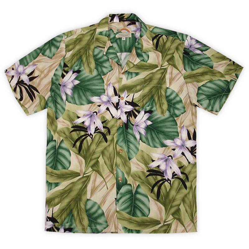 Orchid Jungle Tan High Quality Hawaiian Shirt