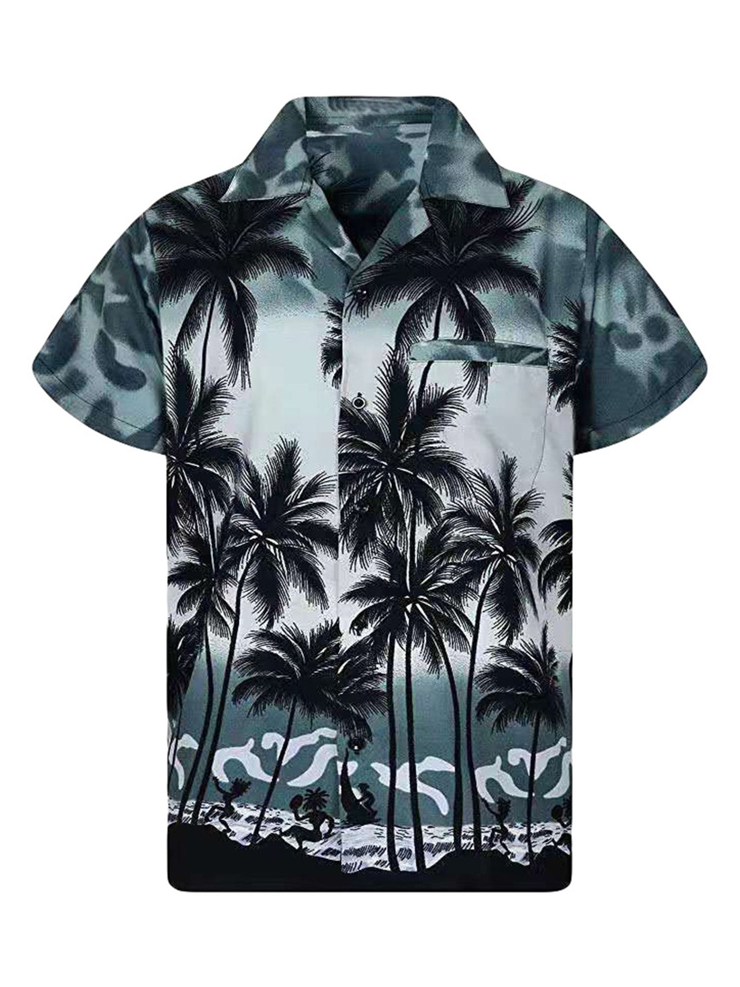 Palm Tree Gray High Quality Hawaiian Shirt