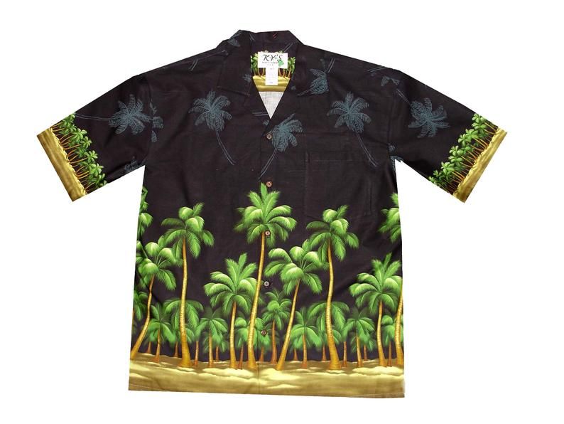 Palm Trees Black Green Unique Design Hawaiian Shirt