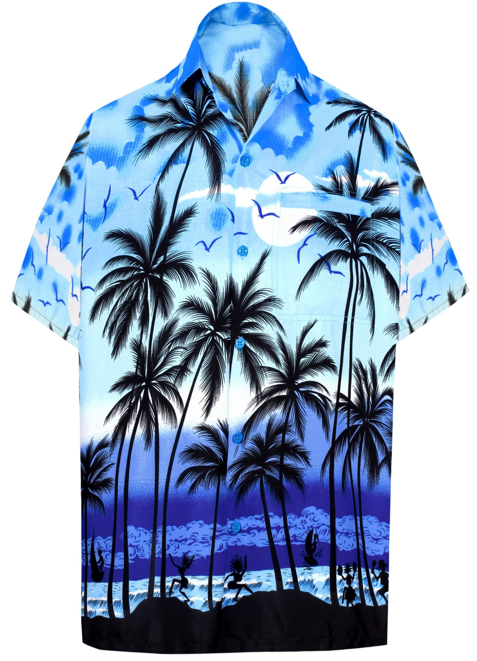 Palm Wave Blue Unique Design Hawaiian Shirt