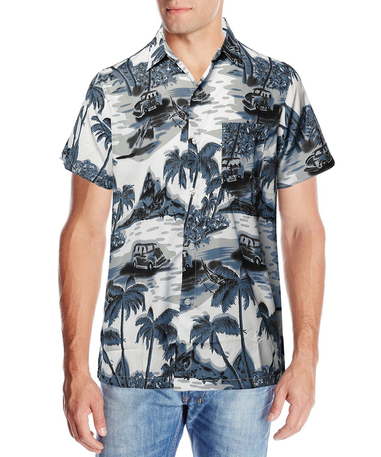 Palm Wave Gray Unique Design Hawaiian Shirt
