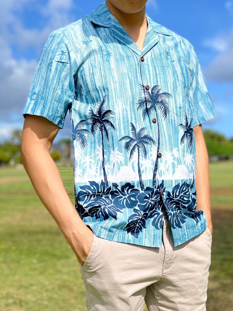 Palms Hawaiian Village Aloha Blue Best Design Hawaiian Shirt