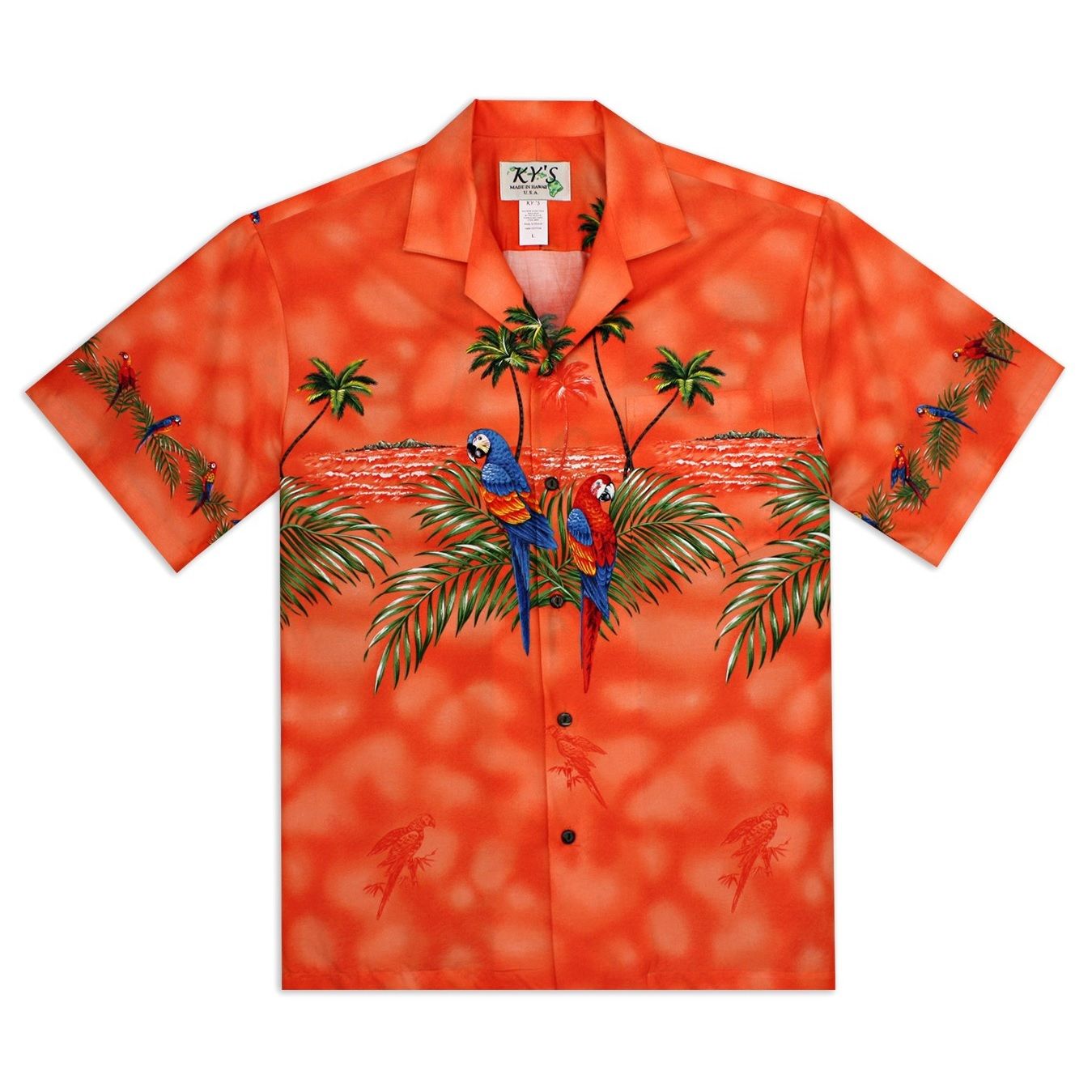 Parrots Orange Unique Design Hawaiian Shirt