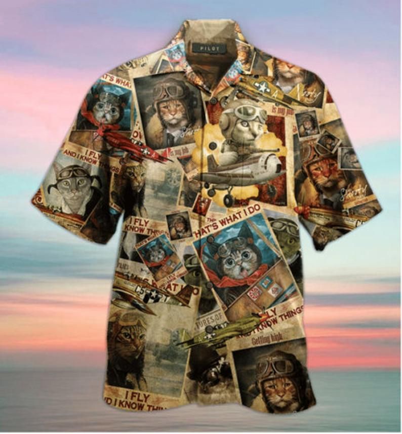 Pilot Cat Multicolor Unique Design Hawaiian Shirt
