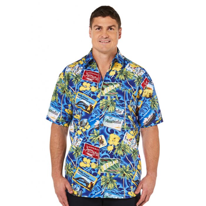 Postcard Blue Amazing Design Hawaiian Shirt