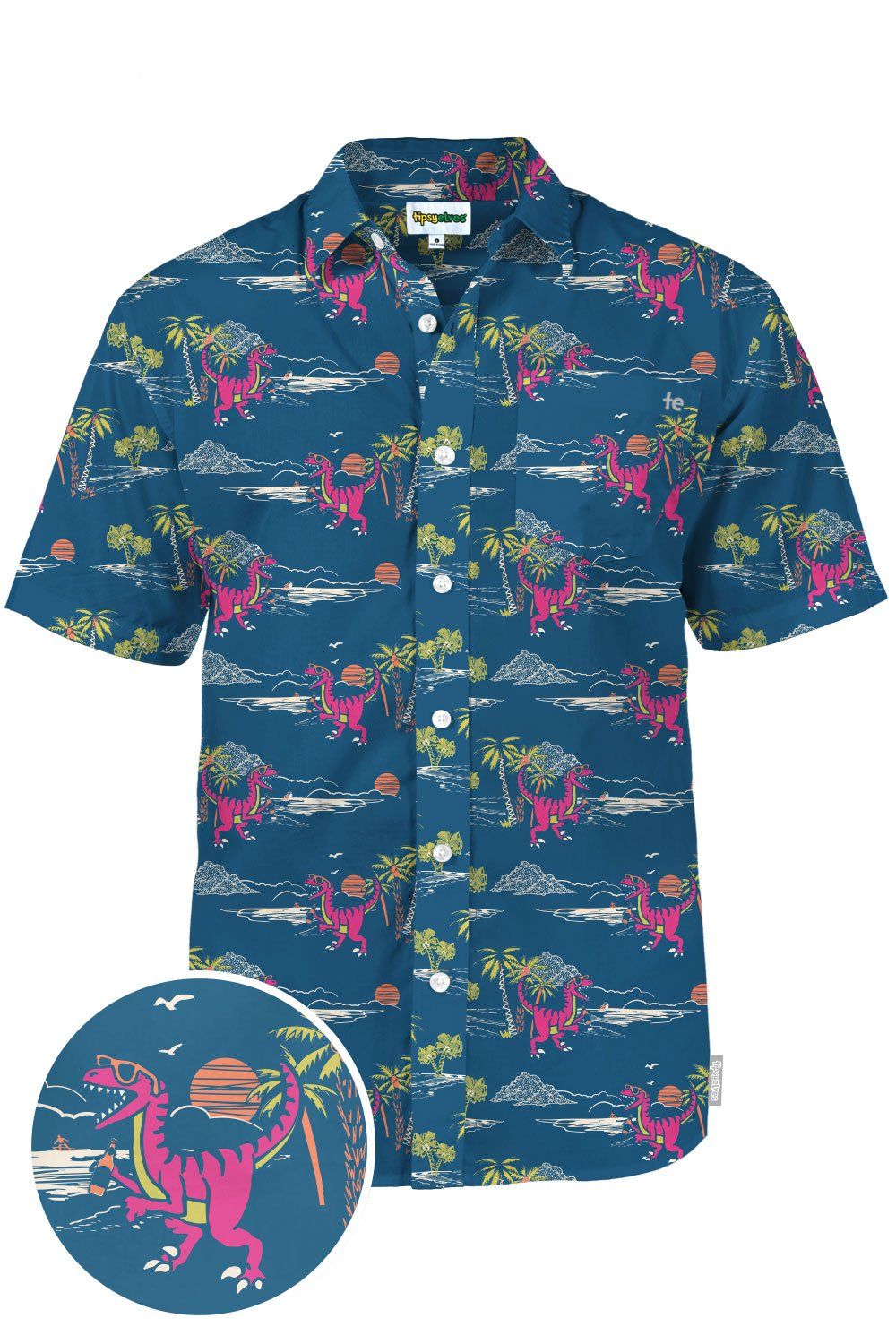 Prehistoric Party Blue Nice Design Hawaiian Shirt