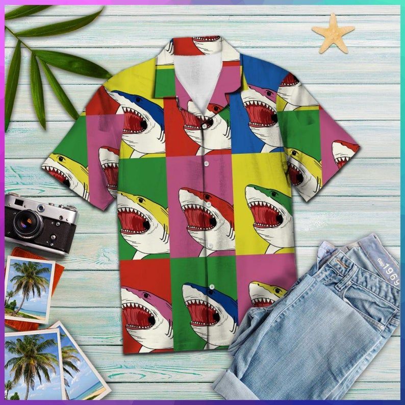 Shark Multicolor Unique Design Hawaiian Shirt