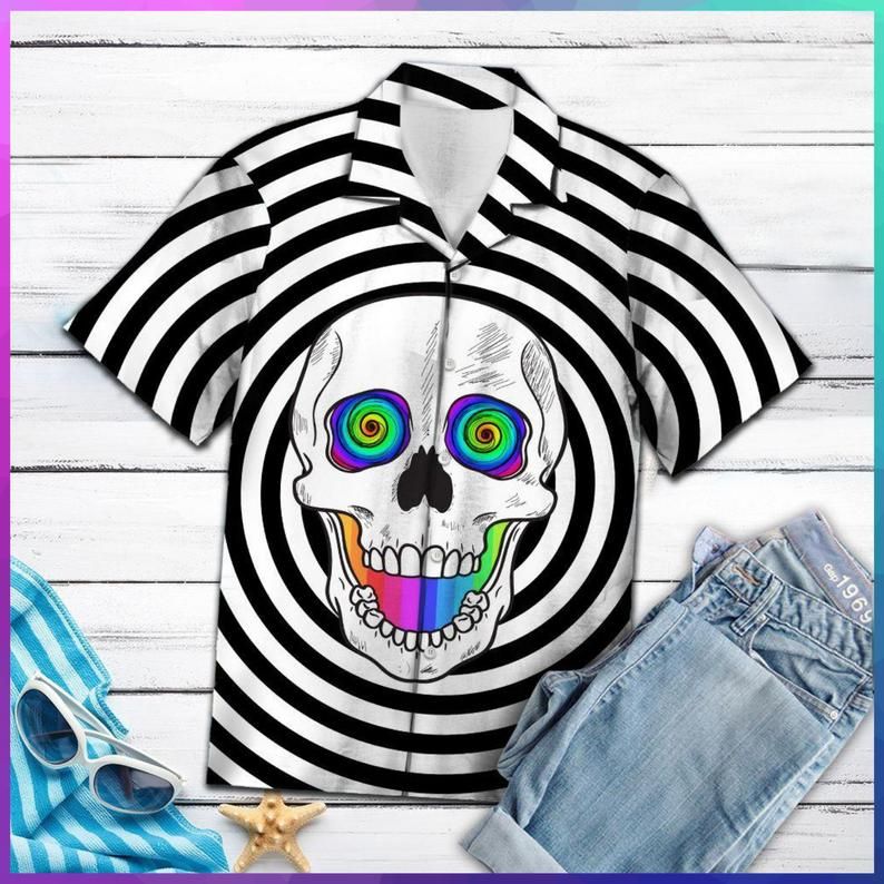 Skull Circle Multicolor Nice Design Hawaiian Shirt