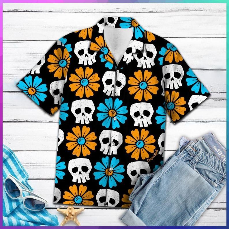 Skull Flower Multicolor Amazing Design Hawaiian Shirt