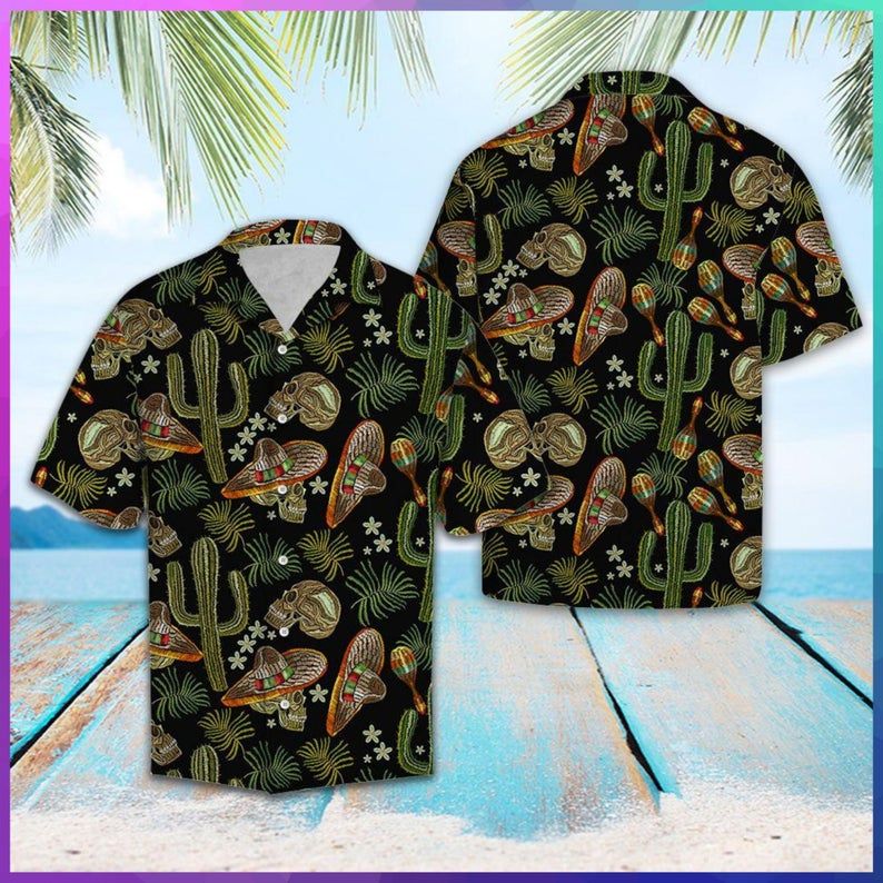Skull Love Cactus Multicolor Amazing Design Hawaiian Shirt
