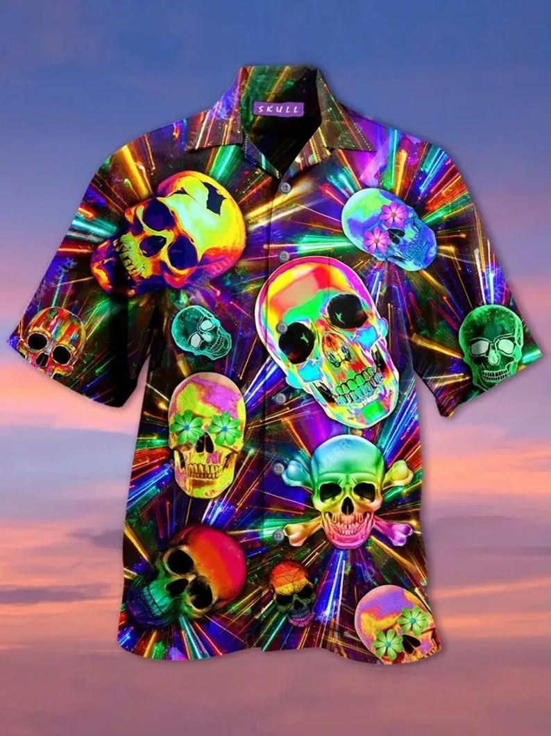 Skull Multicolor Amazing Design Hawaiian Shirt